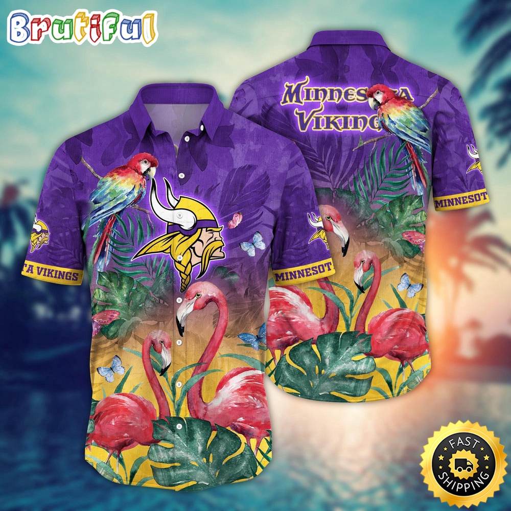 NFL Minnesota Vikings Hawaii Shirt Flamingo And Flower Aloha Shirt