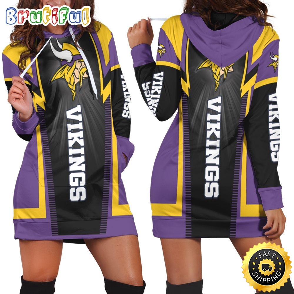 NFL Minnesota Vikings Hoodie Dress Print 3D Hoodie Women For Fans