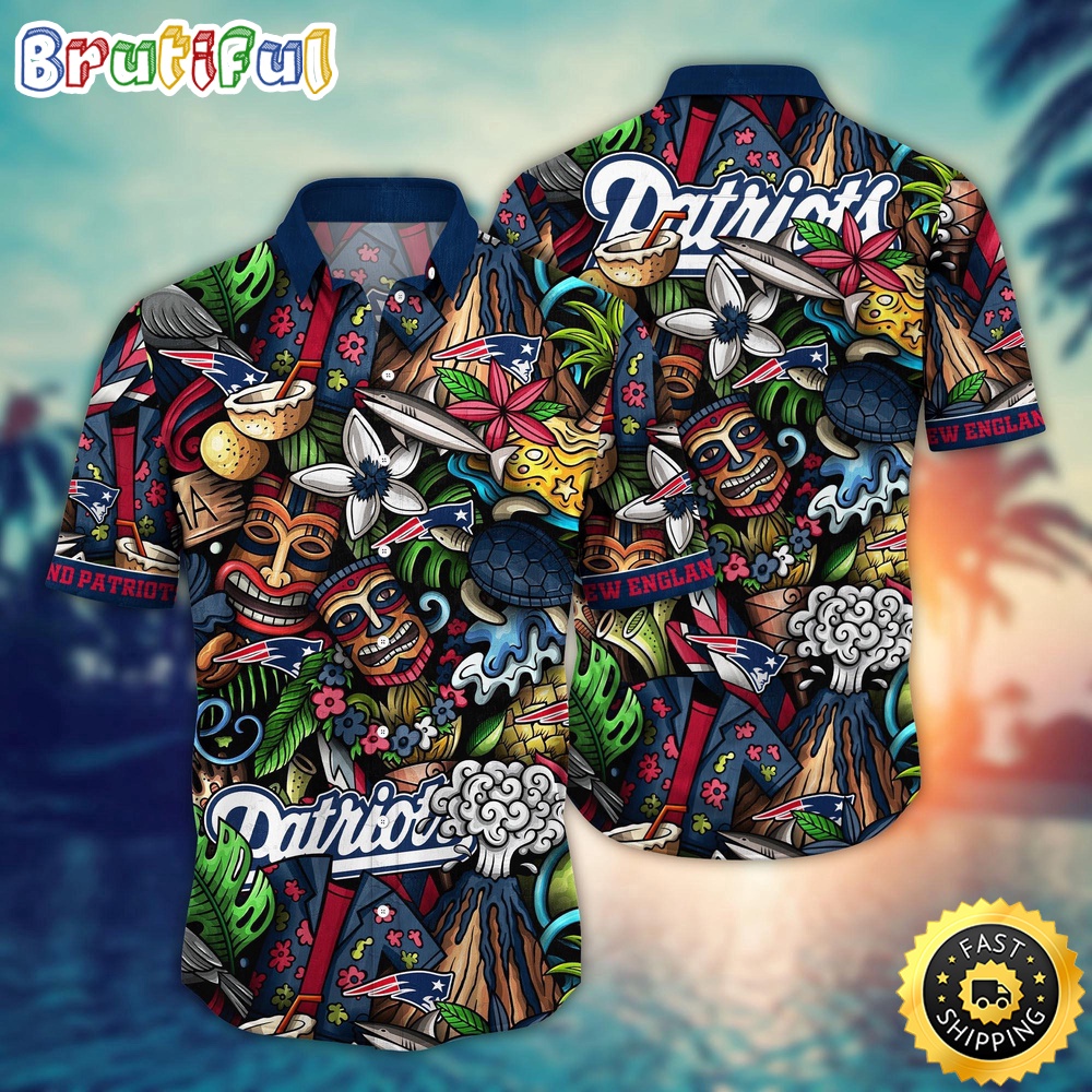 NFL New England Patriots Hawaii Shirt Flower Tiki Me Off Aloha Shirt