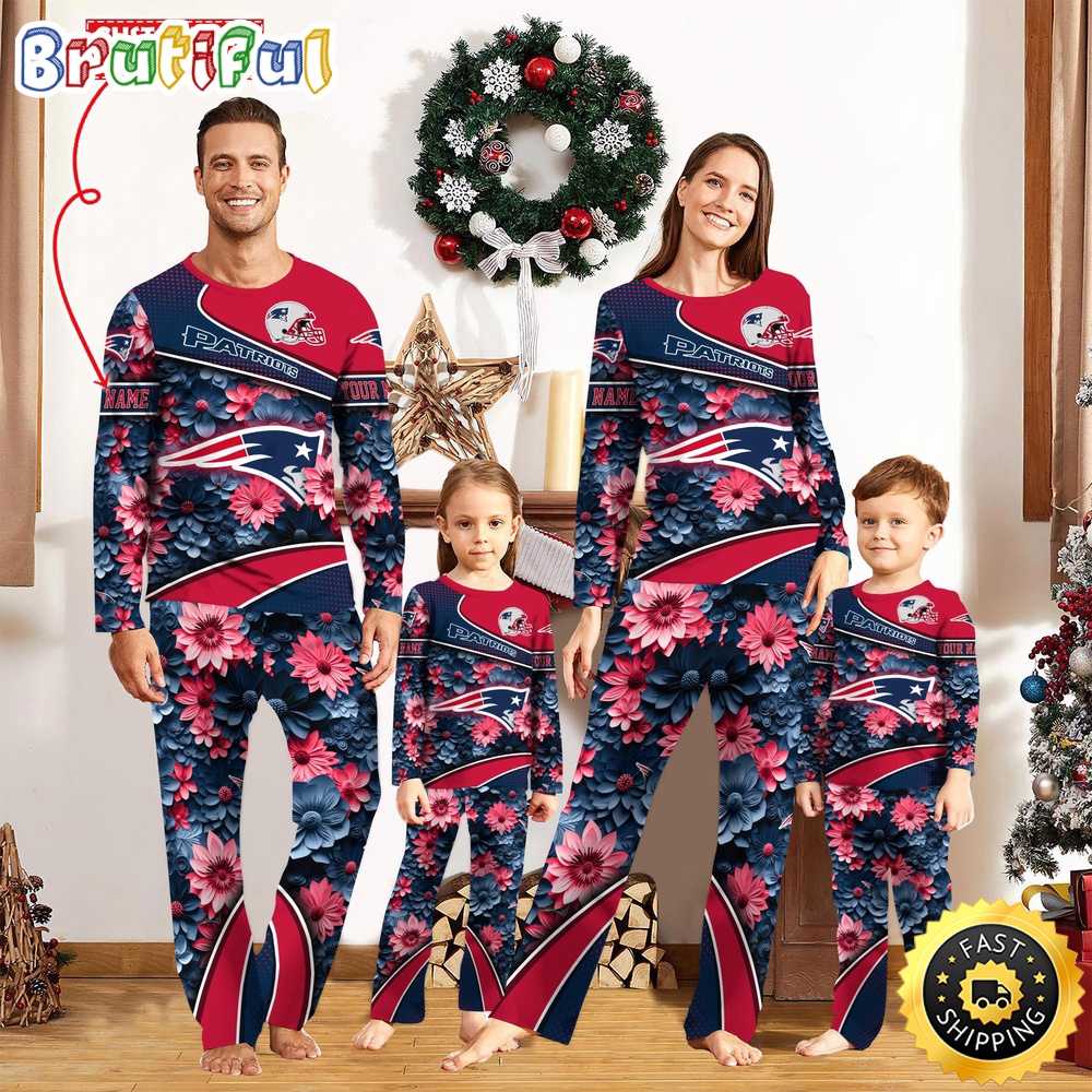 NFL New England Patriots Pajamas Flower Sports For Family Custom Name Pajamas