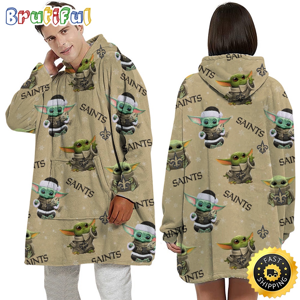 NFL New Orleans Saints Blanket Hoodie Baby Yoda Unisex Hoodie