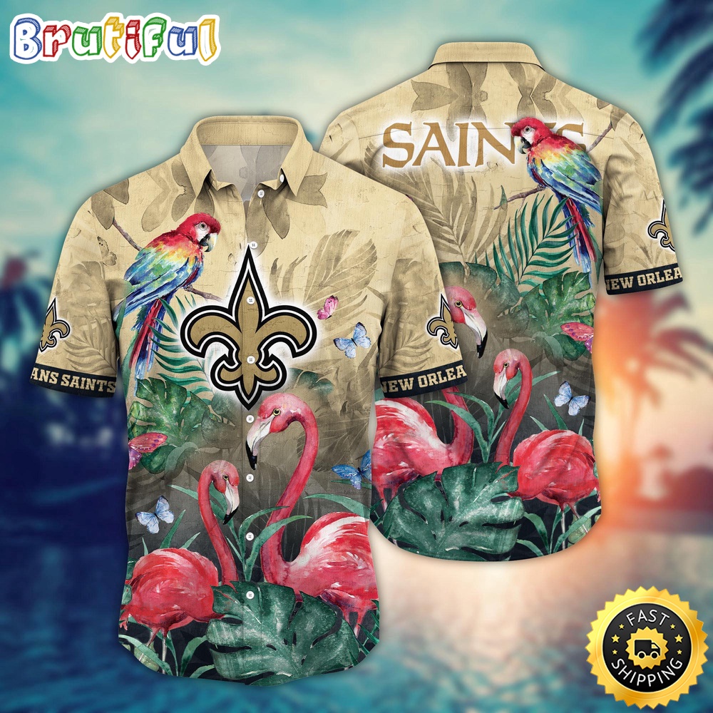 NFL New Orleans Saints Hawaii Shirt Flamingo And Flower Aloha Shirt