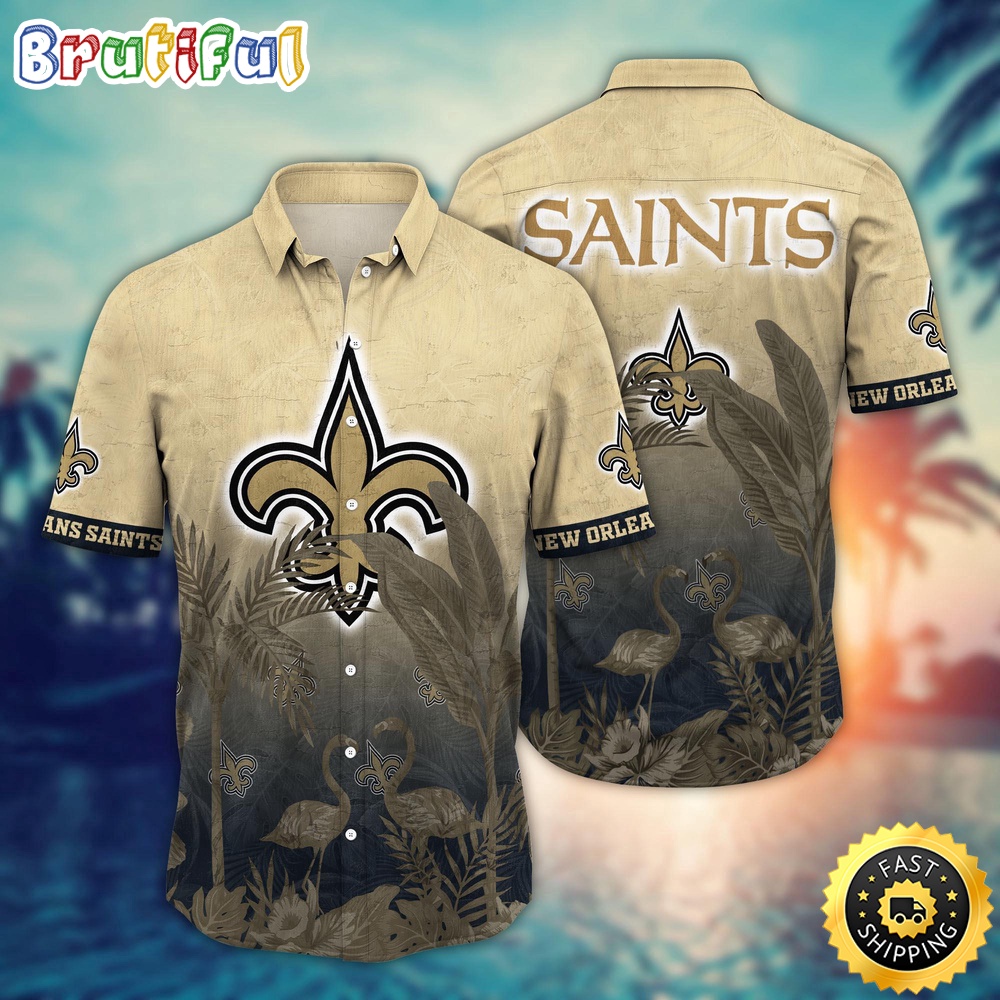 NFL New Orleans Saints Hawaii Shirt Flamingo And Flower Funny Aloha Shirt