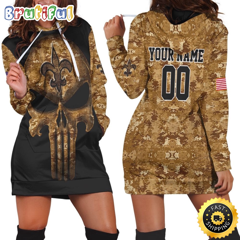 NFL New Orleans Saints Hoodie Dress American Flag