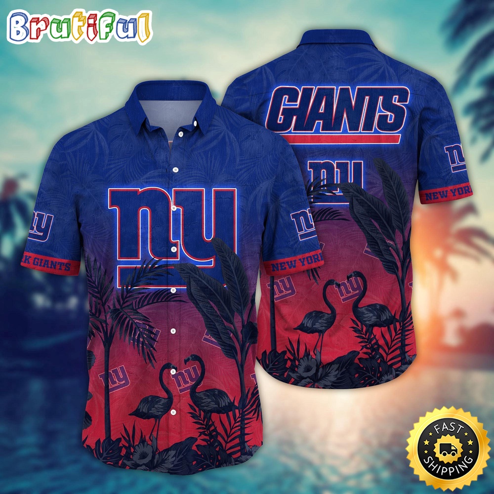 NFL New York Giants Hawaii Shirt Flamingo And Flower Funny Aloha Shirt