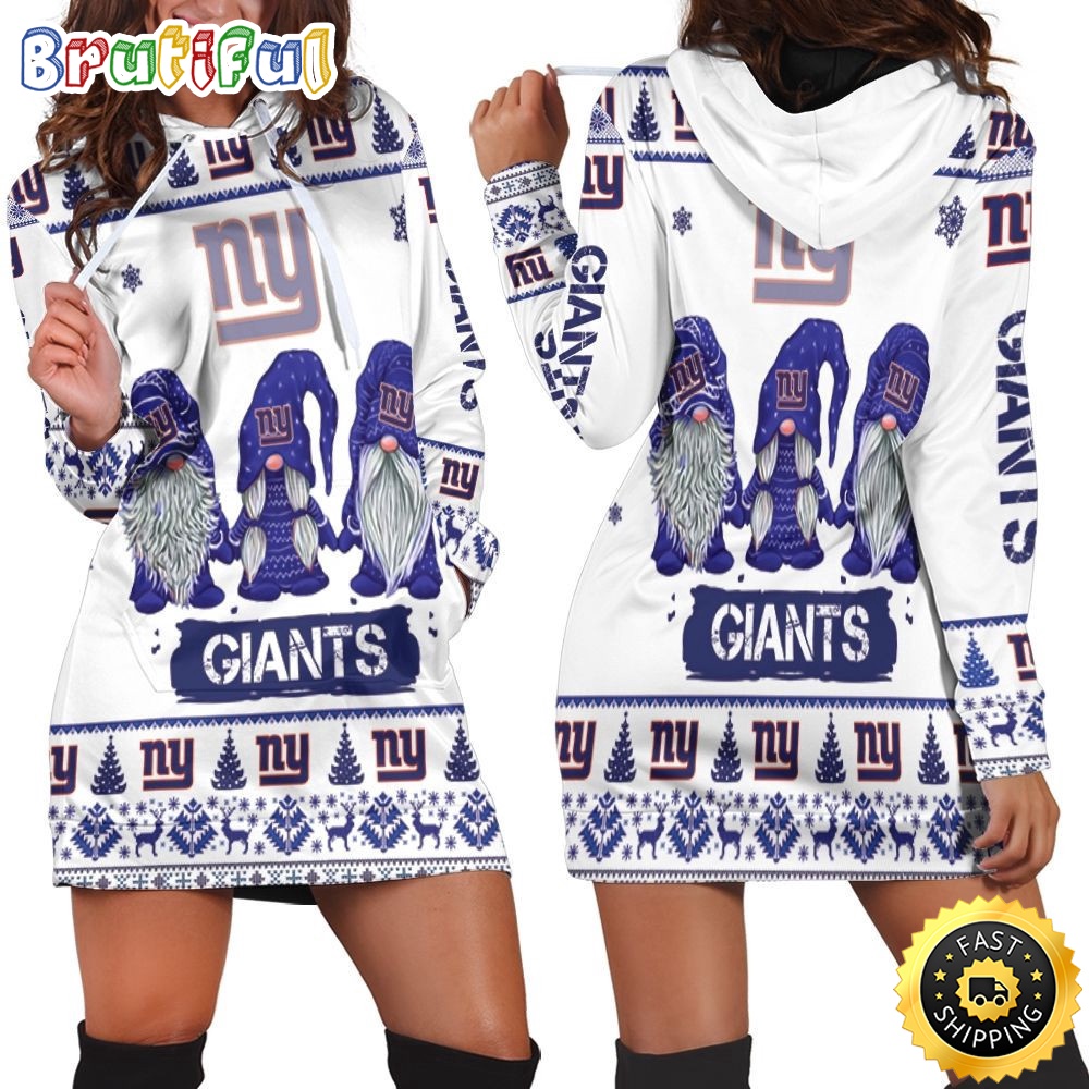 NFL New York Giants Hoodie Dress Gnomes All Over Print Hoodie Women