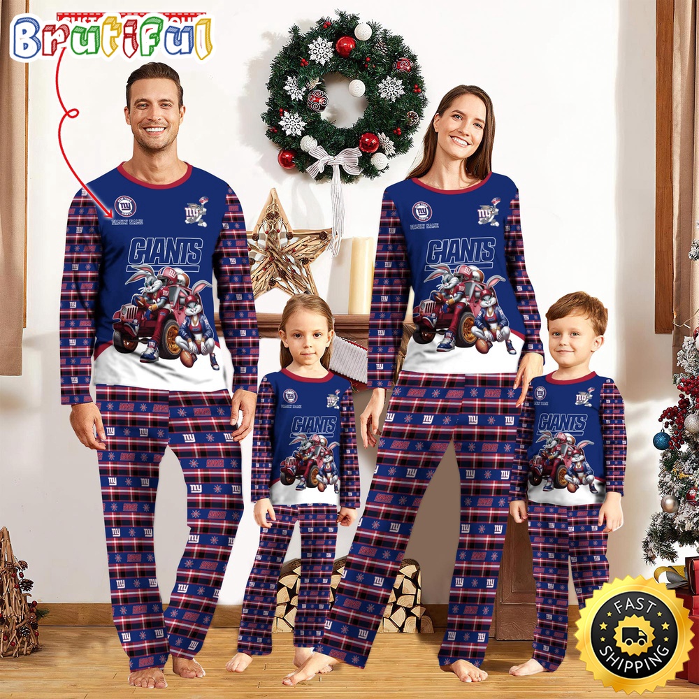 NFL New York Giants Pajamas Bunny Sports For Family Custom Name Pajamas