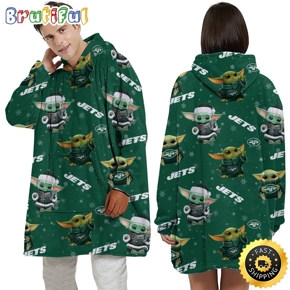 NFL New York Jets Blanket Hoodie Baby Yoda Unisex Hoodie