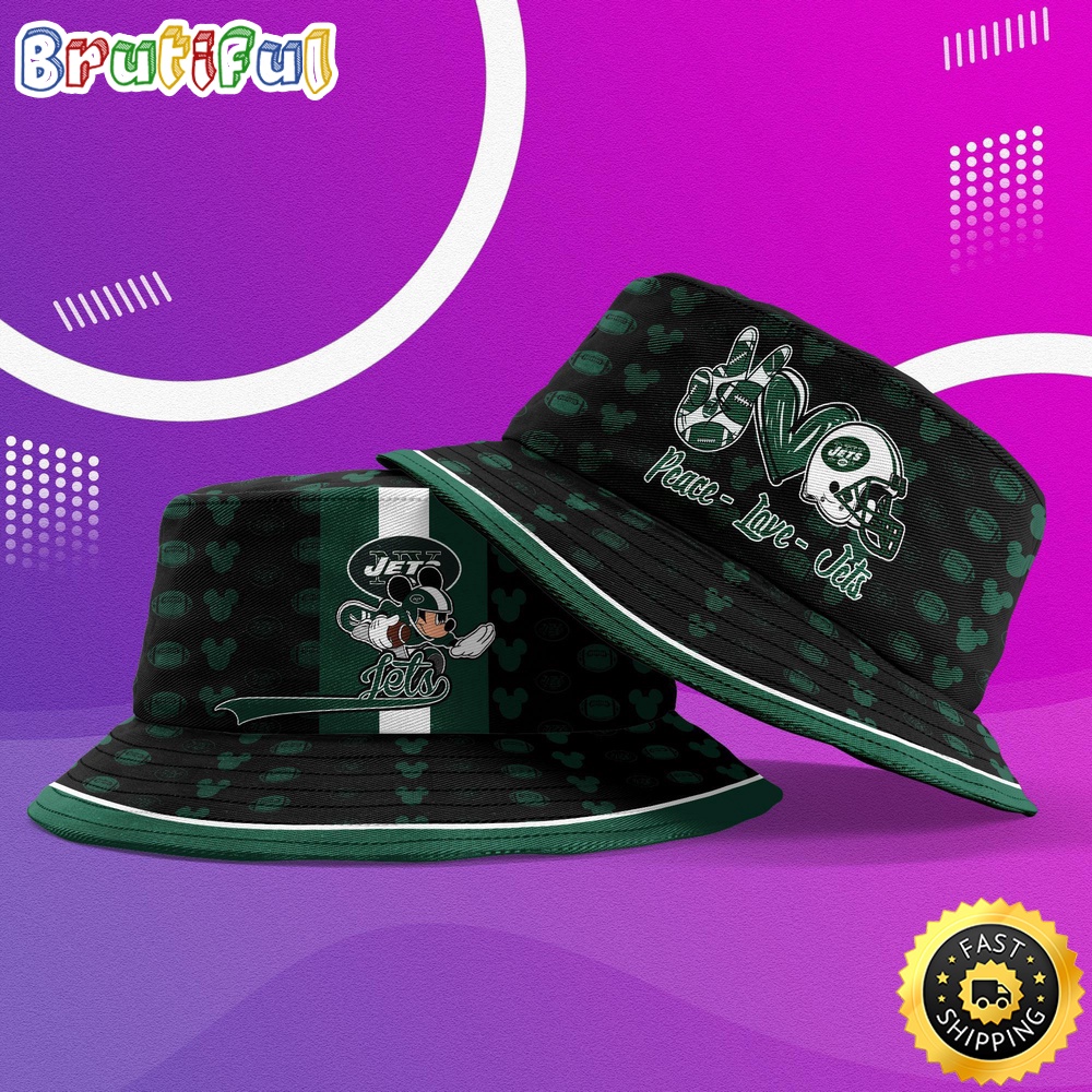 NFL New York Jets Bucket Hat Mickey Mouse NFL Bucket Hat