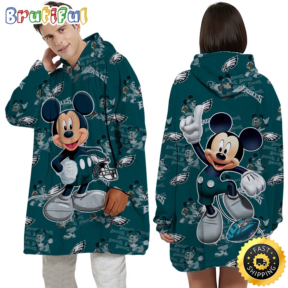 NFL Philadelphia Eagles Blanket Hoodie Mickey Mouse Lover Unisex Hoodie