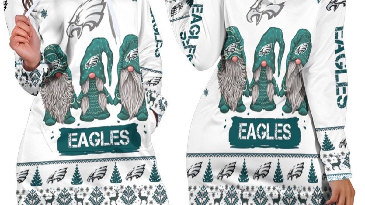 NFL Philadelphia Eagles Hoodie Dress Gnomes All Over Print Hoodie Women
