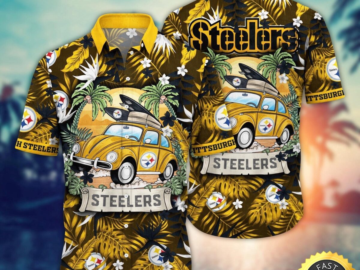 NFL Pittsburgh Steelers Hawaii Shirt Car Plam Tree Aloha Shirt