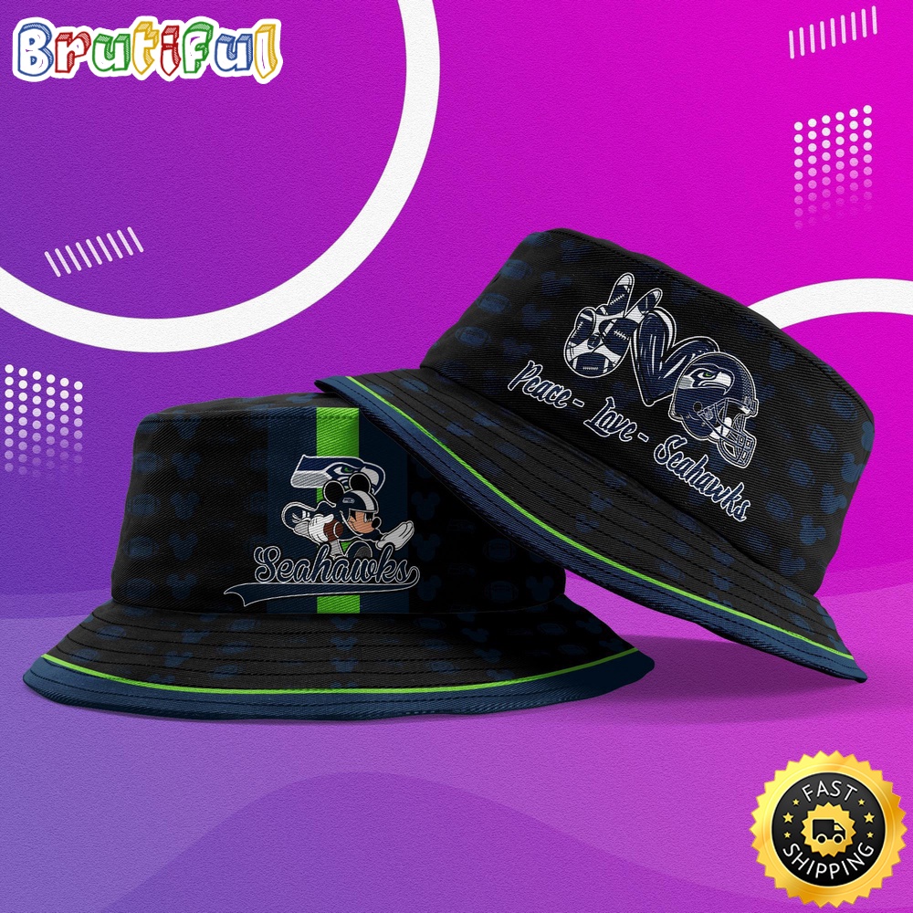 NFL Seattle Seahawks Bucket Hat Mickey Mouse NFL Bucket Hat