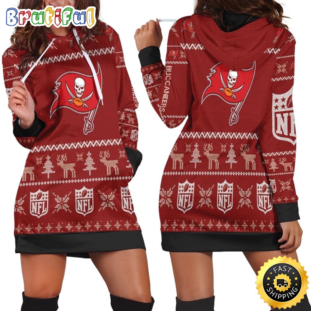 NFL Tampa Bay Buccaneers Hoodie Dress Christmas Print 3D Hoodie Women