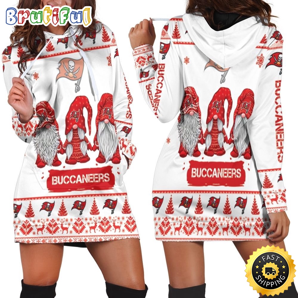 NFL Tampa Bay Buccaneers Hoodie Dress Gnomes All Over Print Hoodie Women