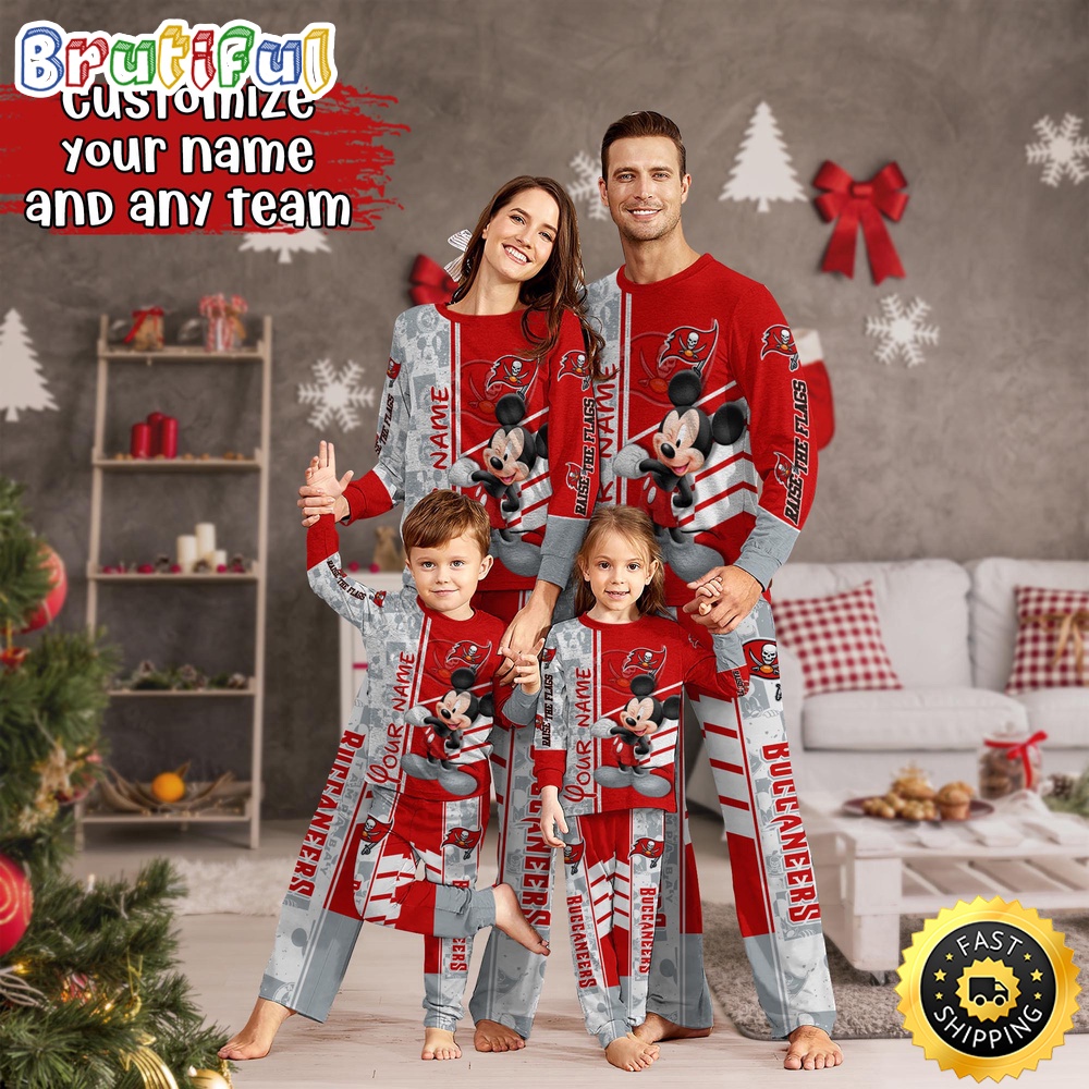 NFL Tampa Bay Buccaneers Pajamas Mickey Mouse For Family Custom Name Pajamas
