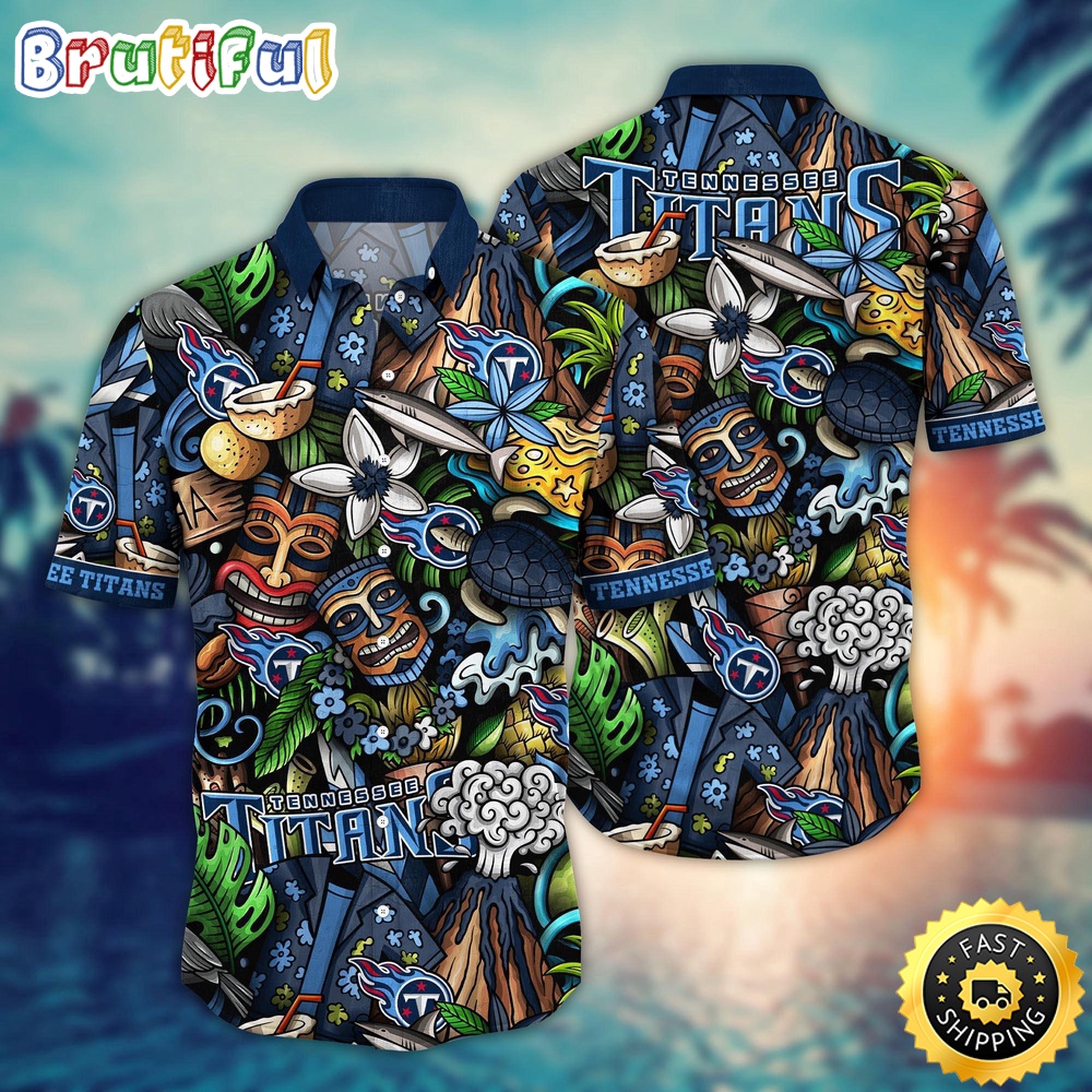 NFL Tennessee Titans Hawaii Shirt Flower Tiki Me Off Aloha Shirt