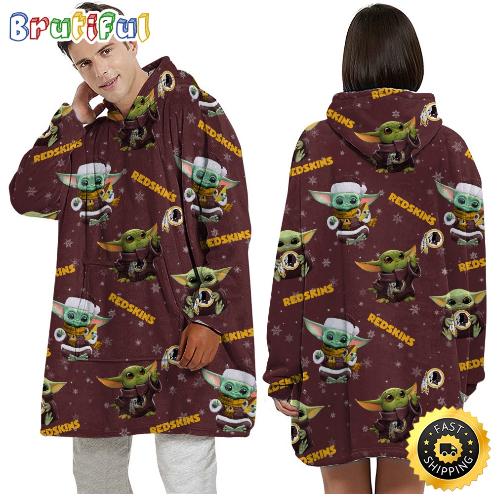 NFL Washington Commanders Blanket Hoodie Baby Yoda Unisex Hoodie