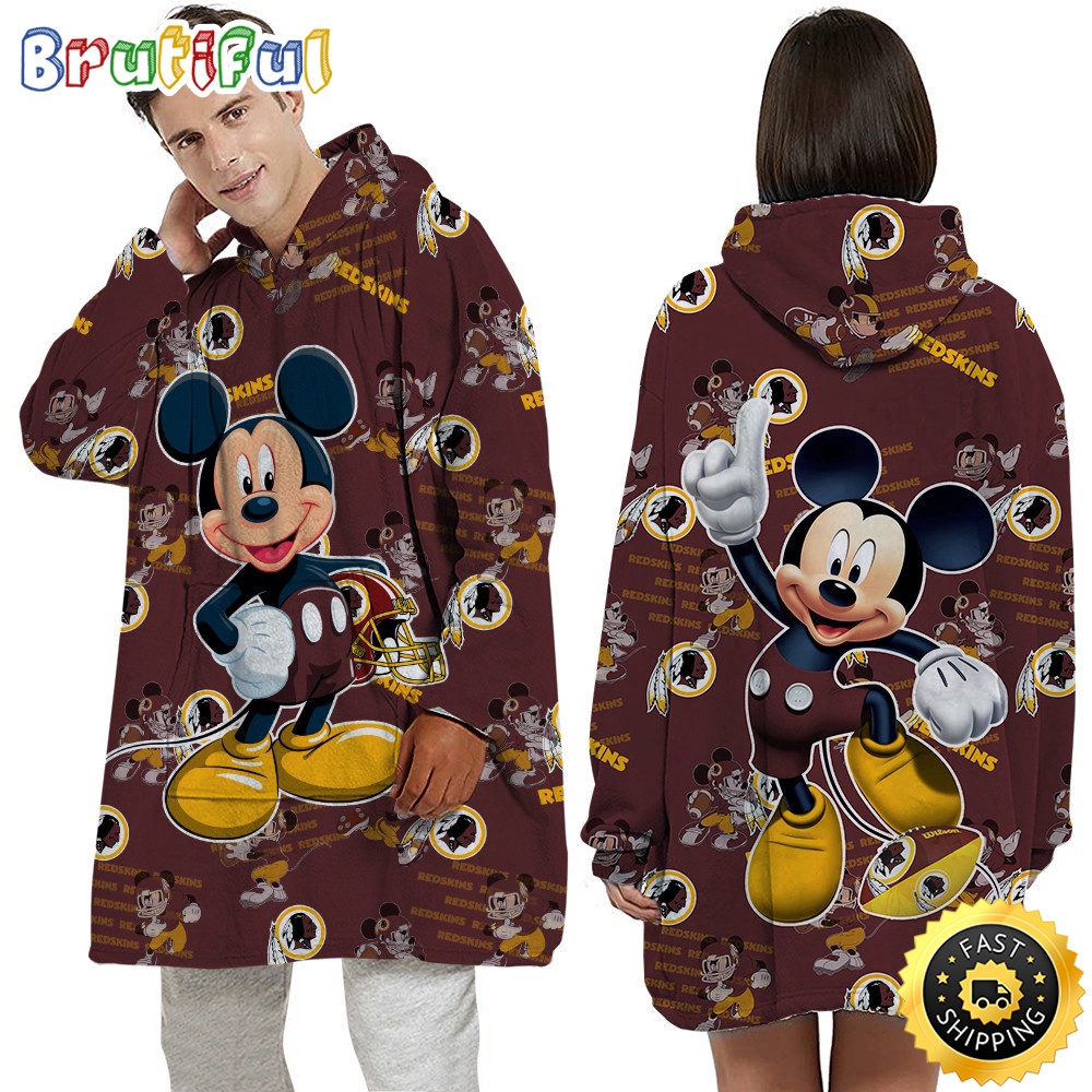 NFL Washington Commanders Blanket Hoodie Mickey Mouse Lover Unisex Hoodie