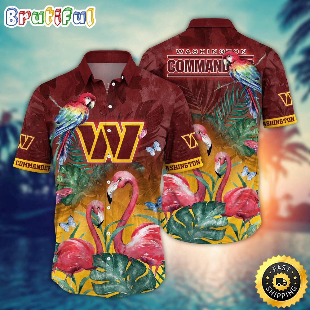 NFL Washington Commanders Hawaii Shirt Flamingo And Flower Aloha Shirt