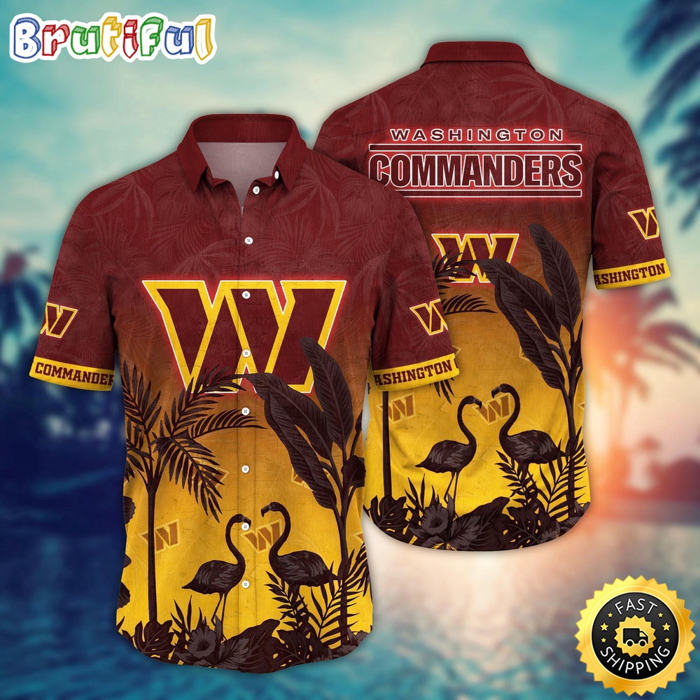NFL Washington Commanders Hawaii Shirt Flamingo And Flower Funny Aloha Shirt