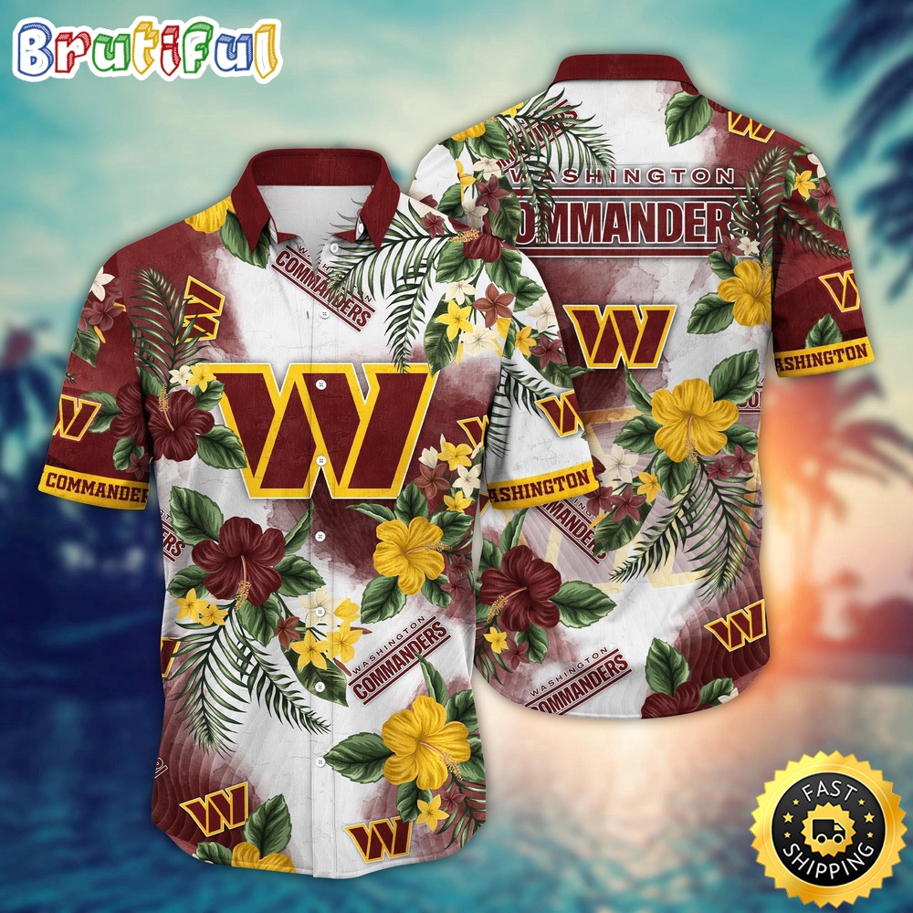 NFL Washington Commanders Hawaii Shirt Flower Trendy Floral Tops
