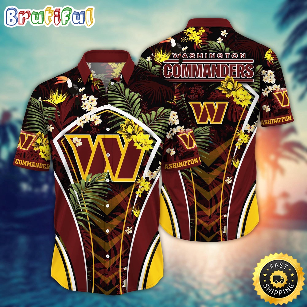 NFL Washington Commanders Hawaii Shirt Flower Vibrant Beachy Shirts
