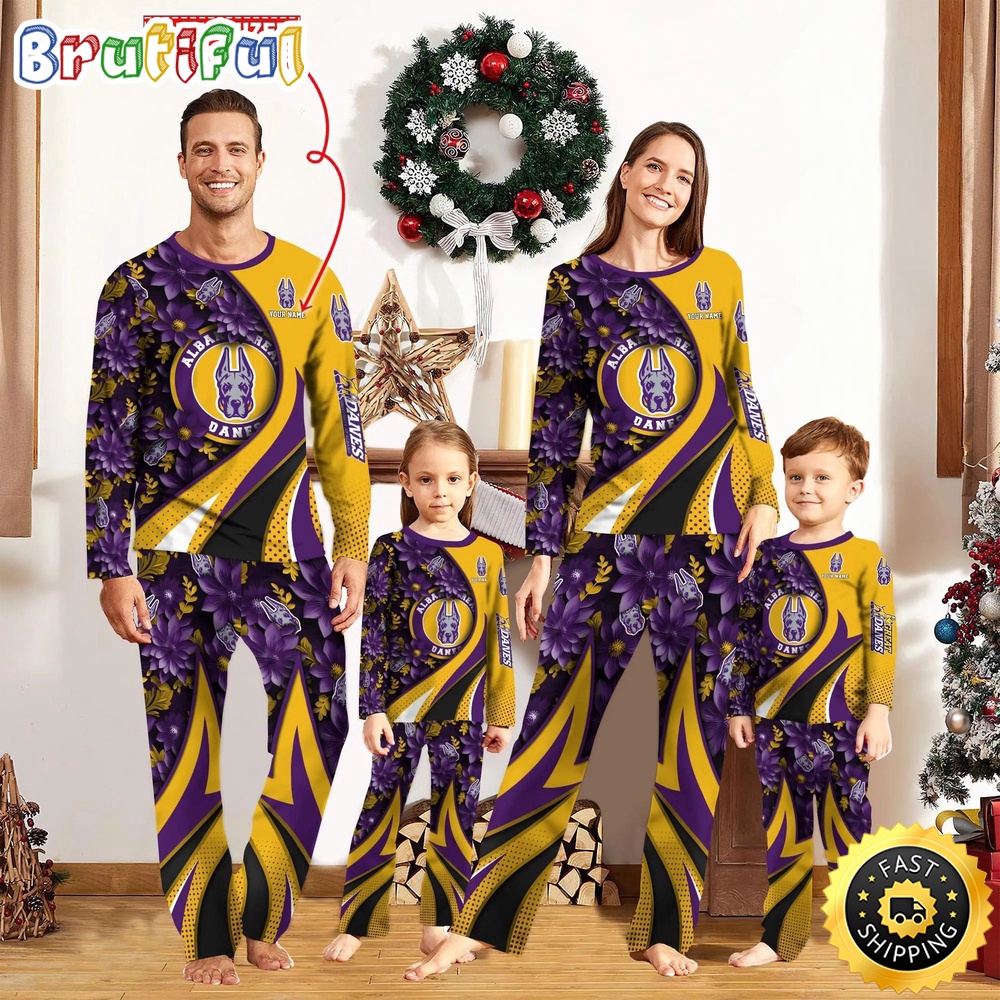 Personalized NCAA Albany Great Danes Pajamas Flower For Sport Family