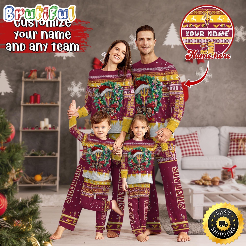 Personalized NCAA Arizona State Sun Devils Pajamas Christmas Pajamas For Sports Fan