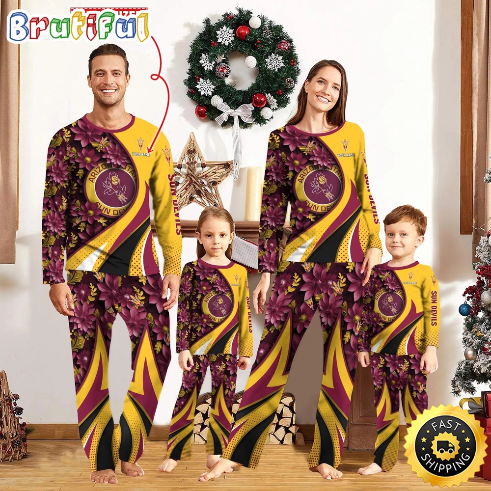 Personalized NCAA Arizona State Sun Devils Pajamas Flower For Sport Family