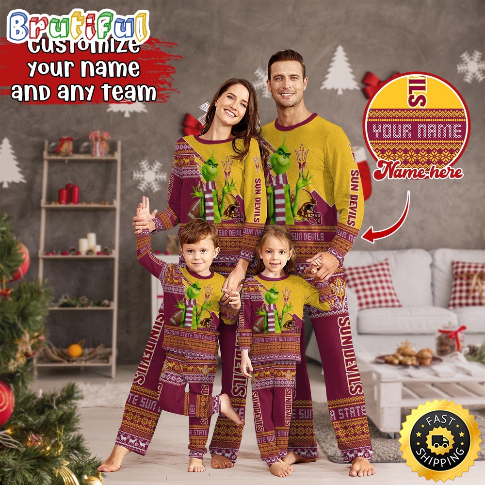 Personalized NCAA Arizona State Sun Devils Pajamas Xmas For Sport Family