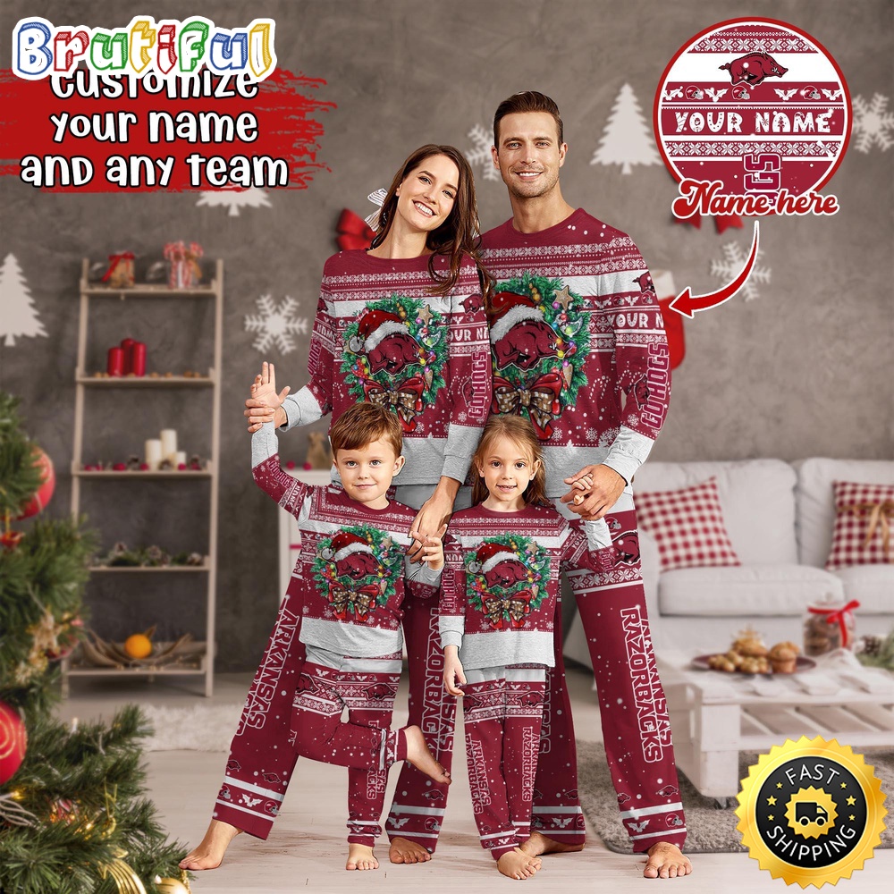 Personalized NCAA Arkansas Razorbacks Pajamas Christmas Pajamas For Sports Fan
