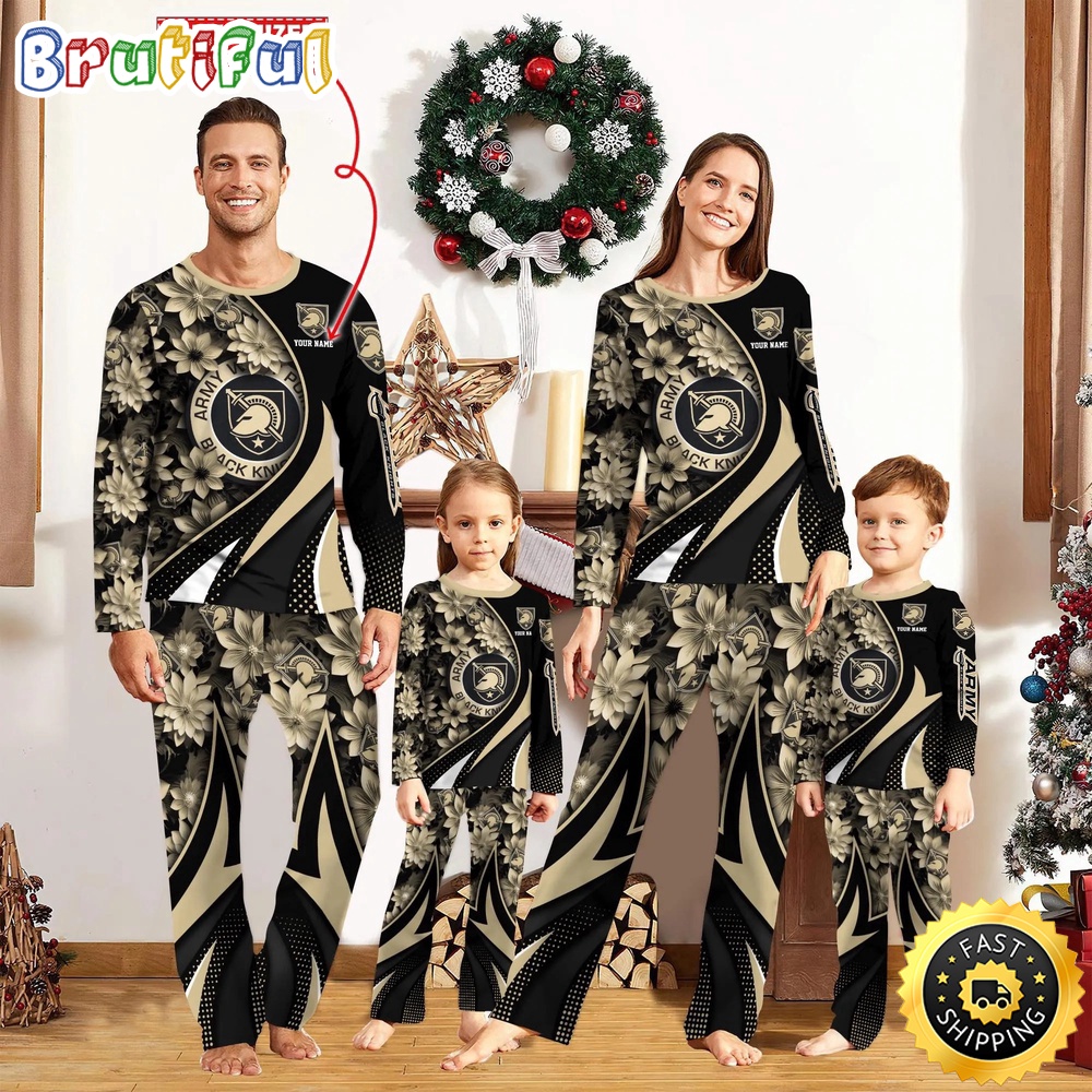 Personalized NCAA Army Black Knights Pajamas Flower For Sport Family