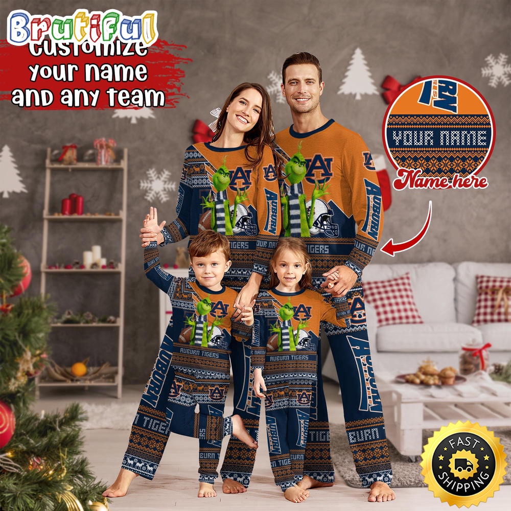 Personalized NCAA Auburn Tigers Pajamas Xmas For Sport Family