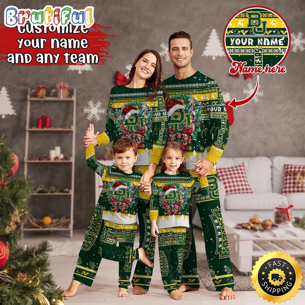Personalized NCAA Baylor Bears Pajamas Christmas Pajamas For Sports Fan
