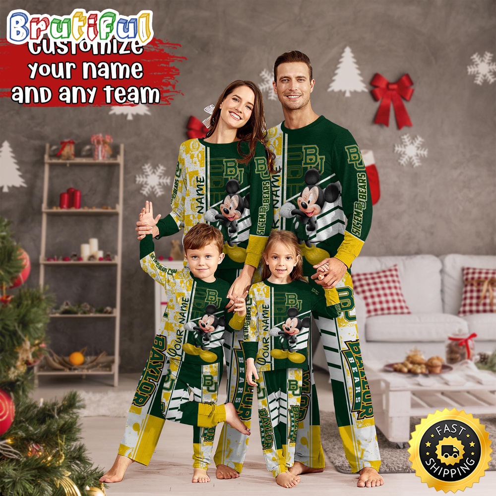 Personalized NCAA Baylor Bears Pajamas Mickey Mouse For Family
