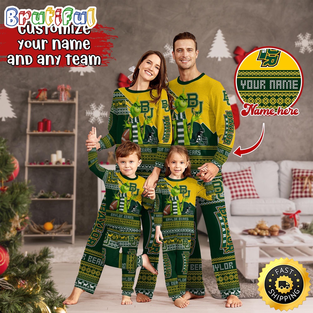 Personalized NCAA Baylor Bears Pajamas Xmas For Sport Family