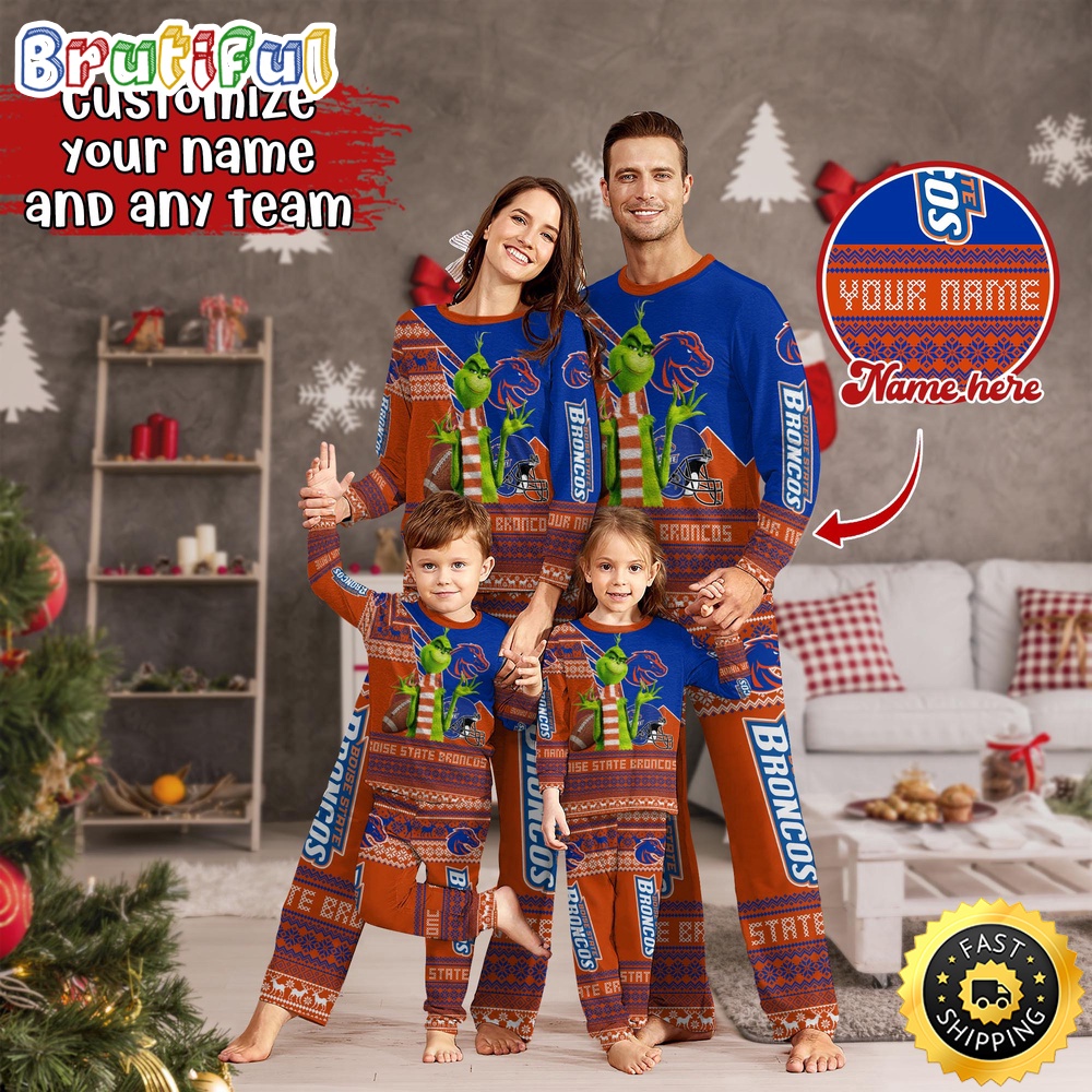 Personalized NCAA Boise State Broncos Pajamas Xmas For Sport Family