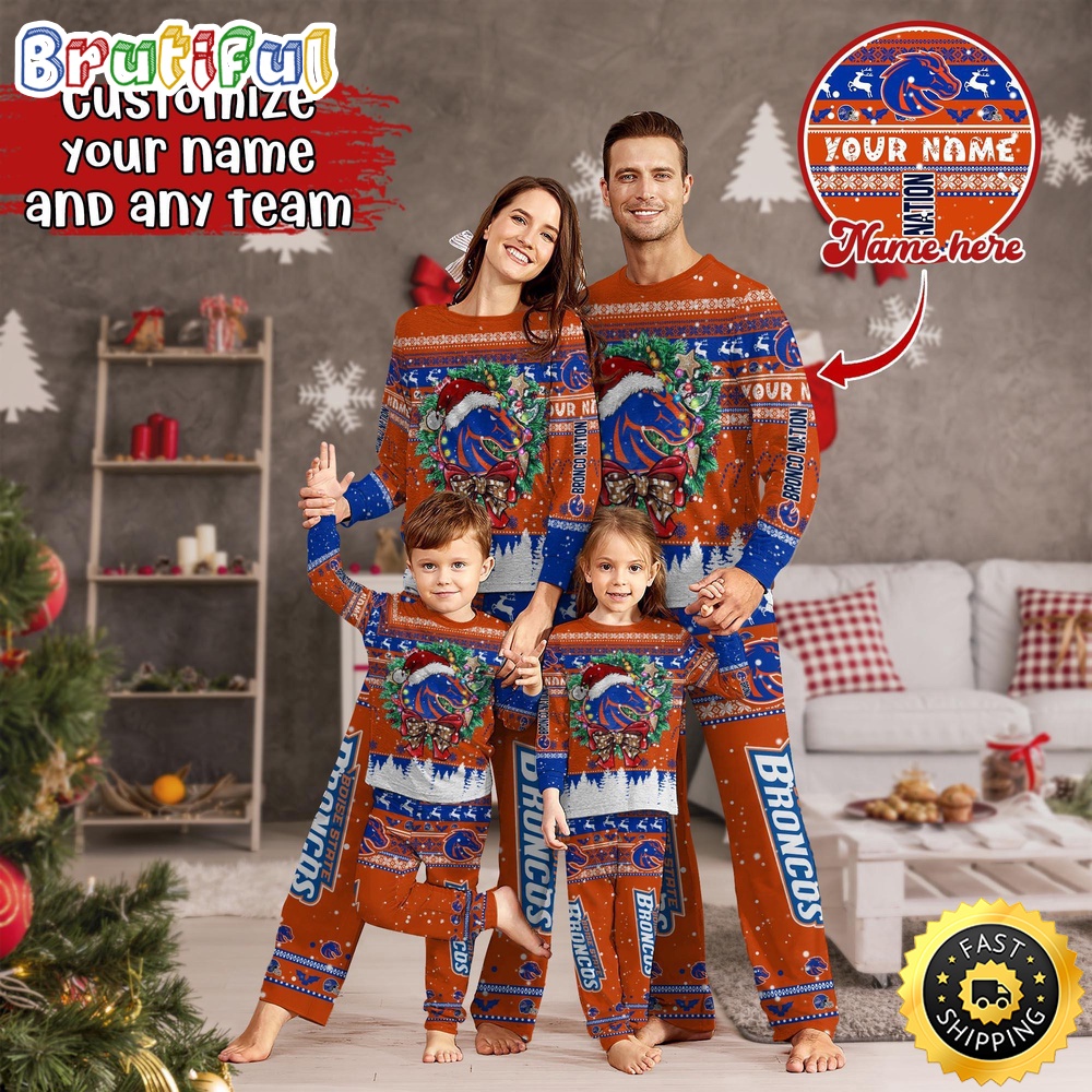 Personalized NCAA Boise State Broncos Pajamas Xmas For Sports Fan