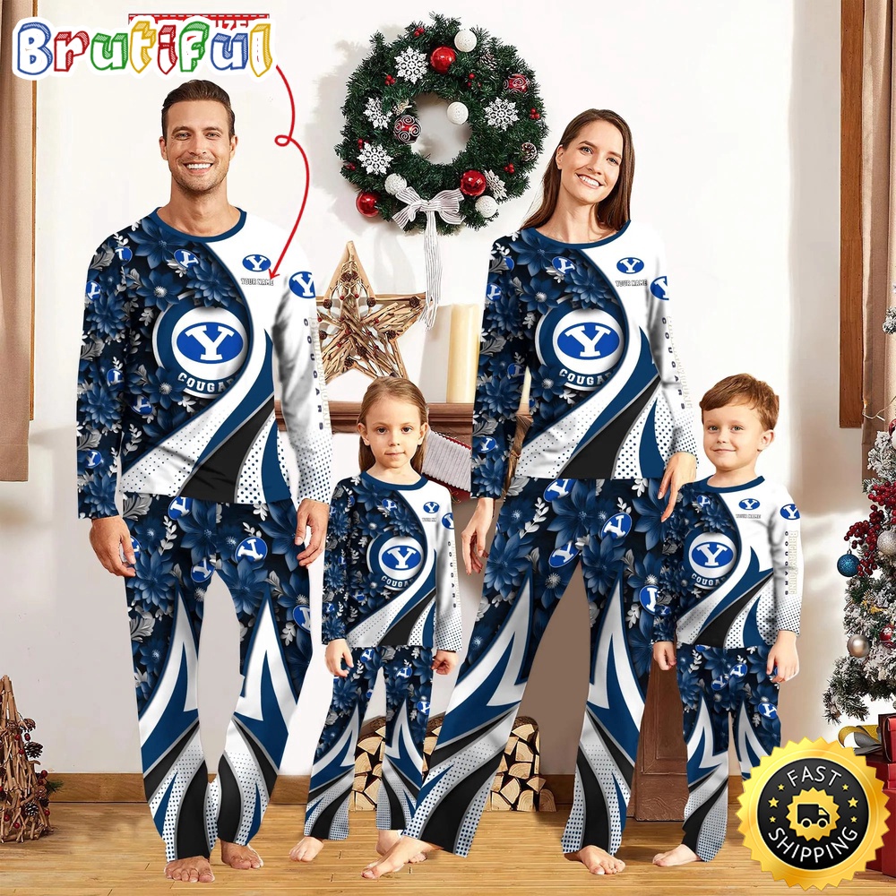 Personalized NCAA BYU Cougars Pajamas Flower For Sport Family