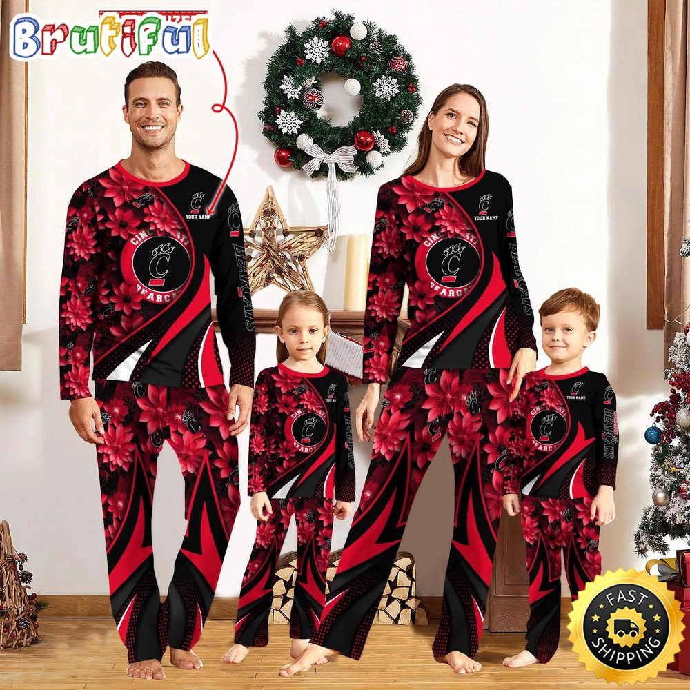 Personalized NCAA Cincinnati Bearcats Pajamas Flower For Sport Family