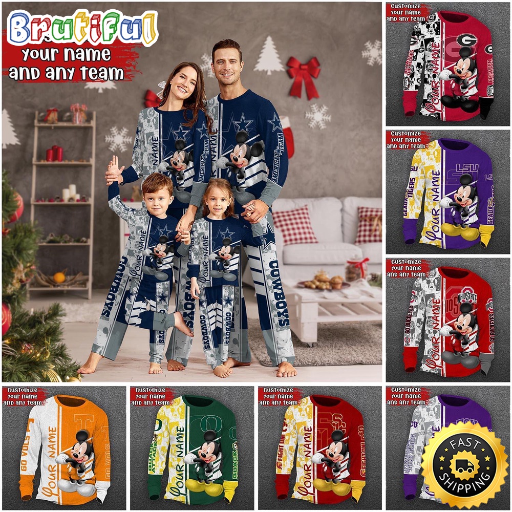 Personalized NCAA Customized Pajamas Mickey Mouse For Family