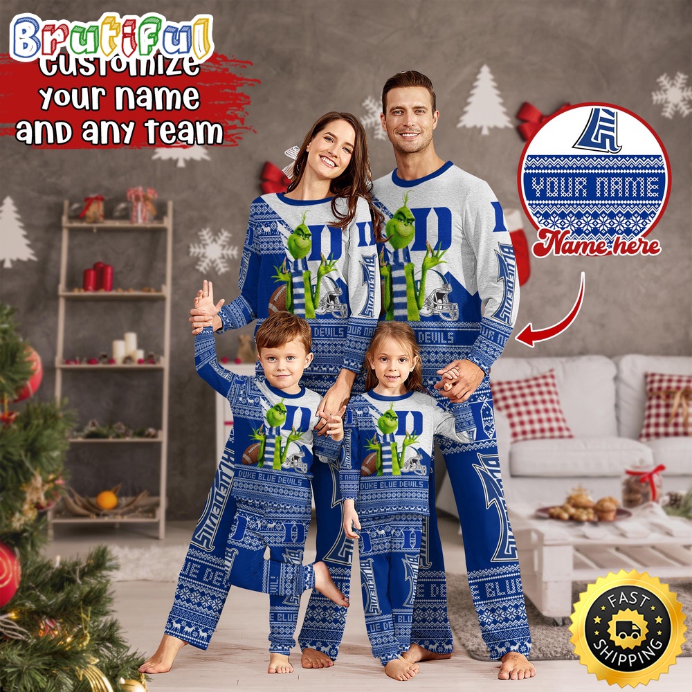 Personalized NCAA Duke Blue Devils Pajamas Xmas For Sport Family