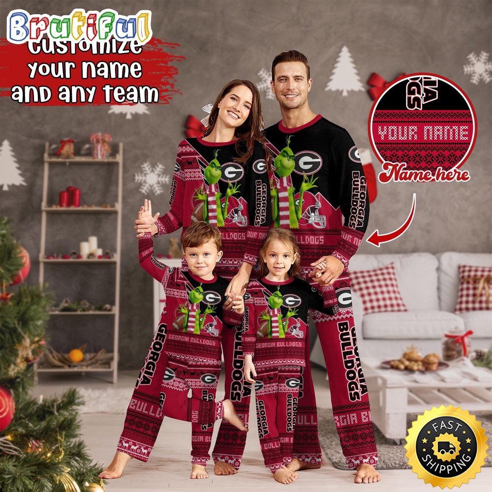 Personalized NCAA Georgia Bulldogs Pajamas Xmas For Sport Family