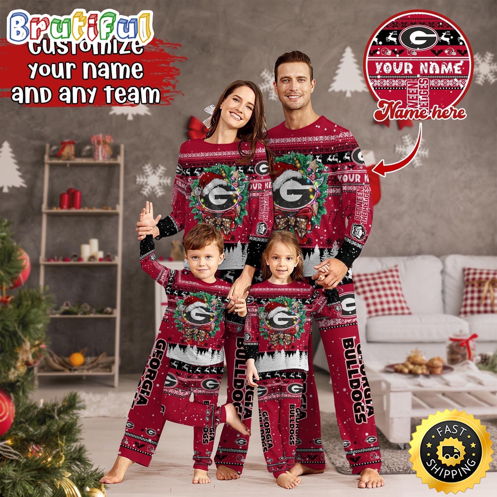 Personalized NCAA Georgia Bulldogs Pajamas Xmas For Sports Fan