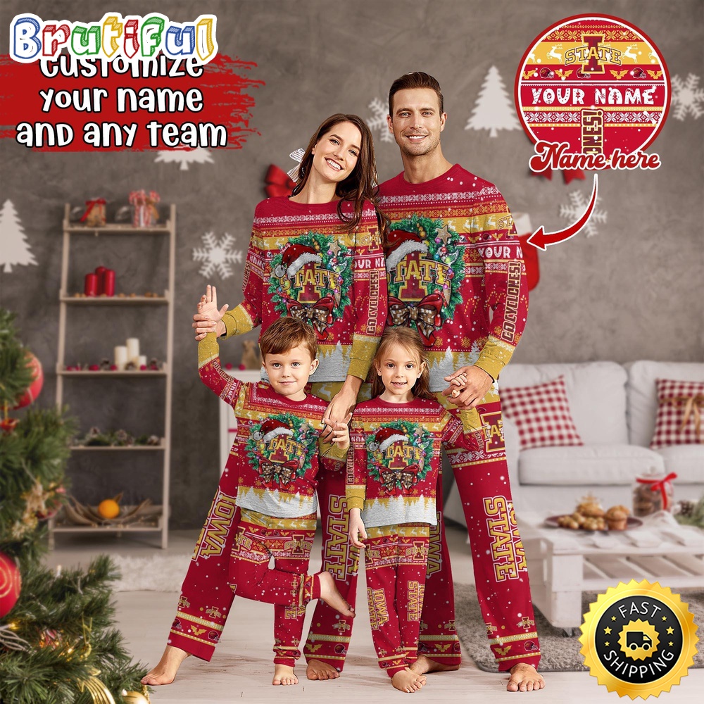 Personalized NCAA Iowa State Cyclones Pajamas Christmas Pajamas For Sports Fan