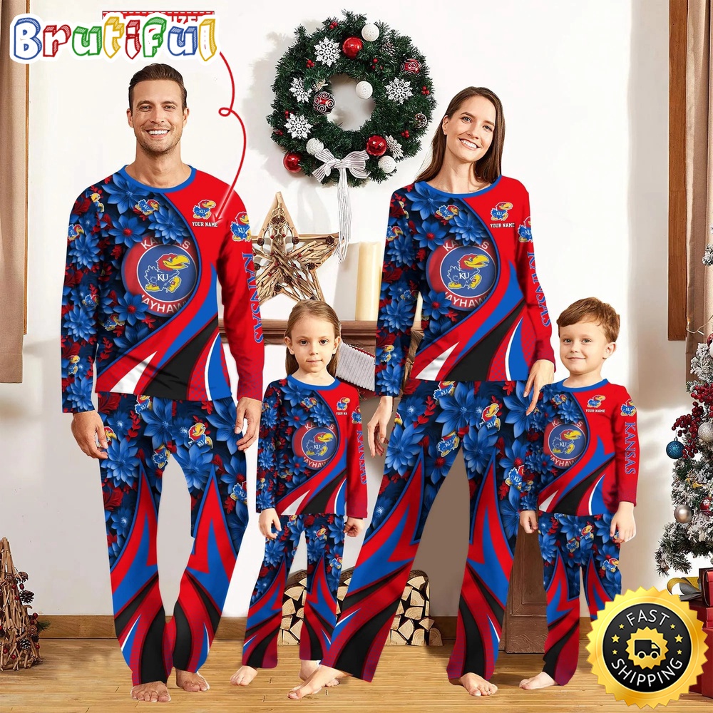 Personalized NCAA Kansas Jayhawks Pajamas Flower For Sport Family