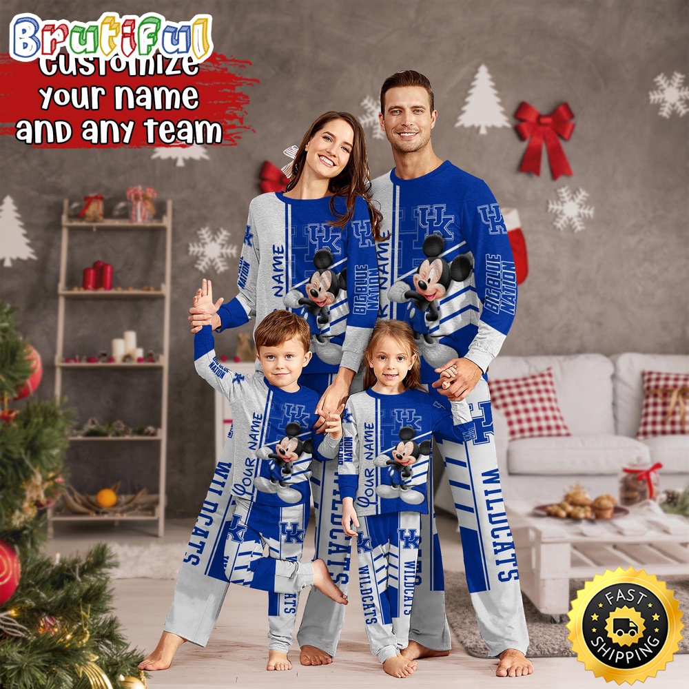 Personalized NCAA Kentucky Wildcats Pajamas Mickey Mouse For Family