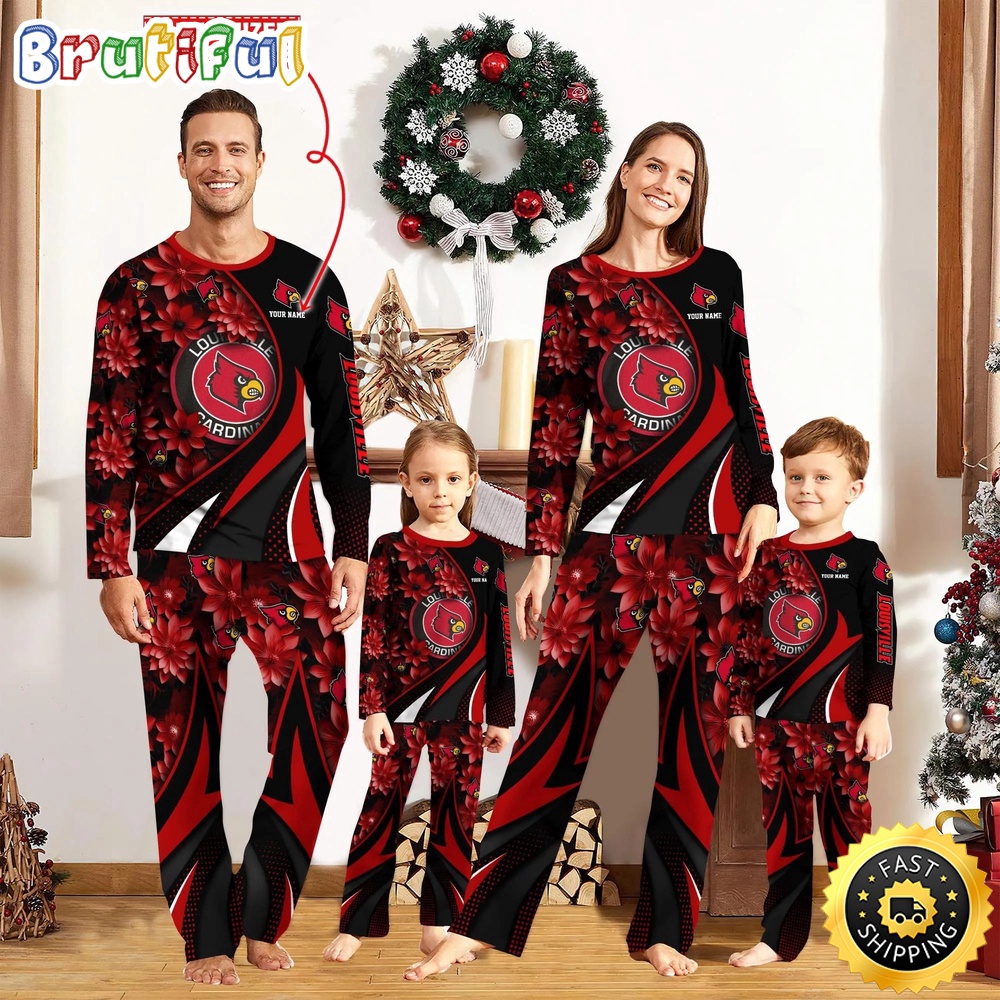 Personalized NCAA Louisville Cardinals Pajamas Flower For Sport Family