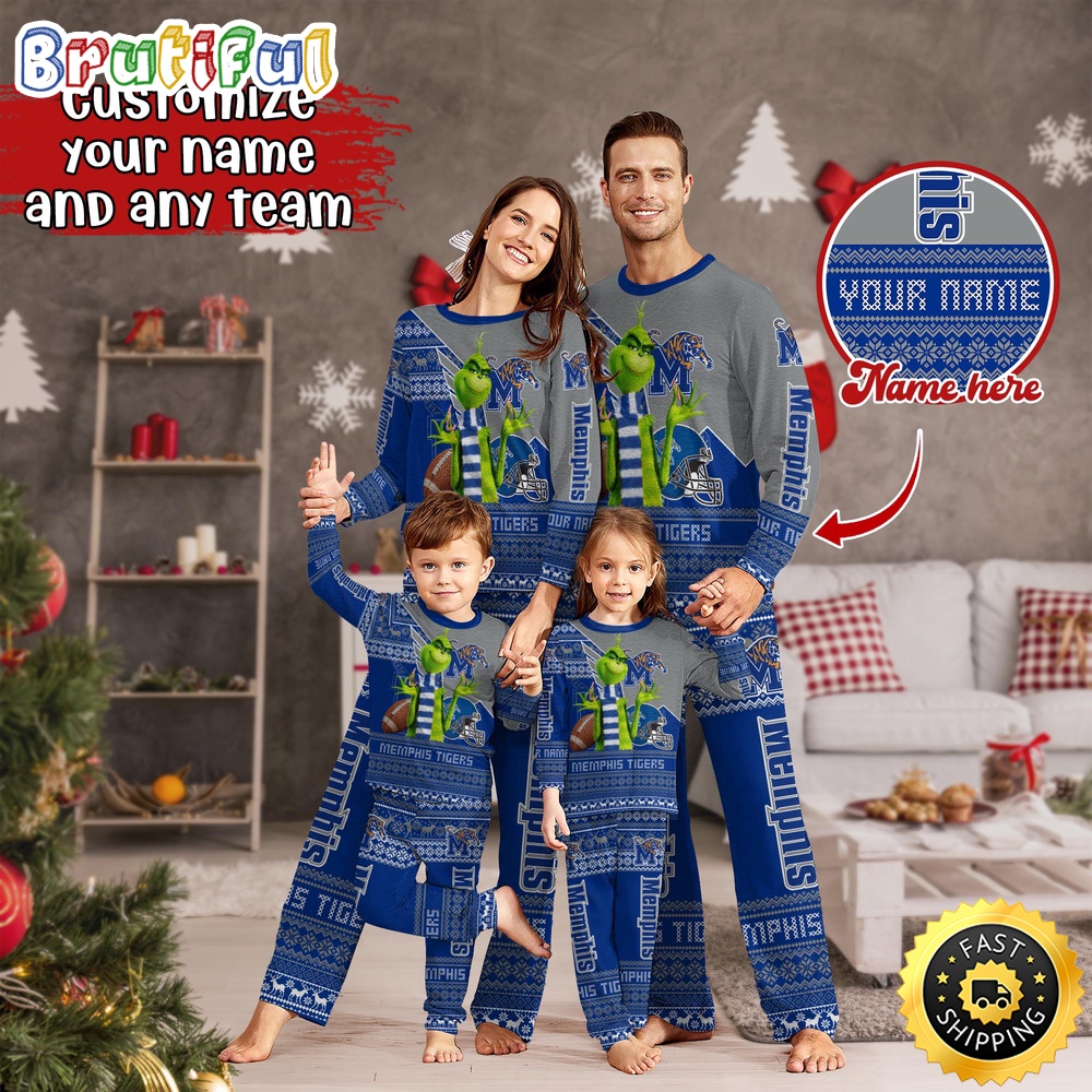 Personalized NCAA Memphis Tigers Pajamas Xmas For Sport Family